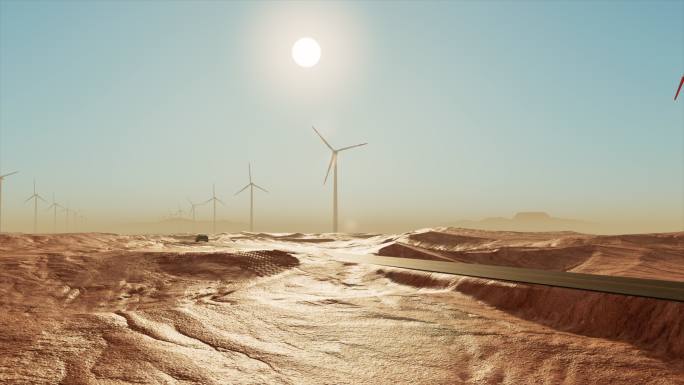 风力发电沙漠公路行驶