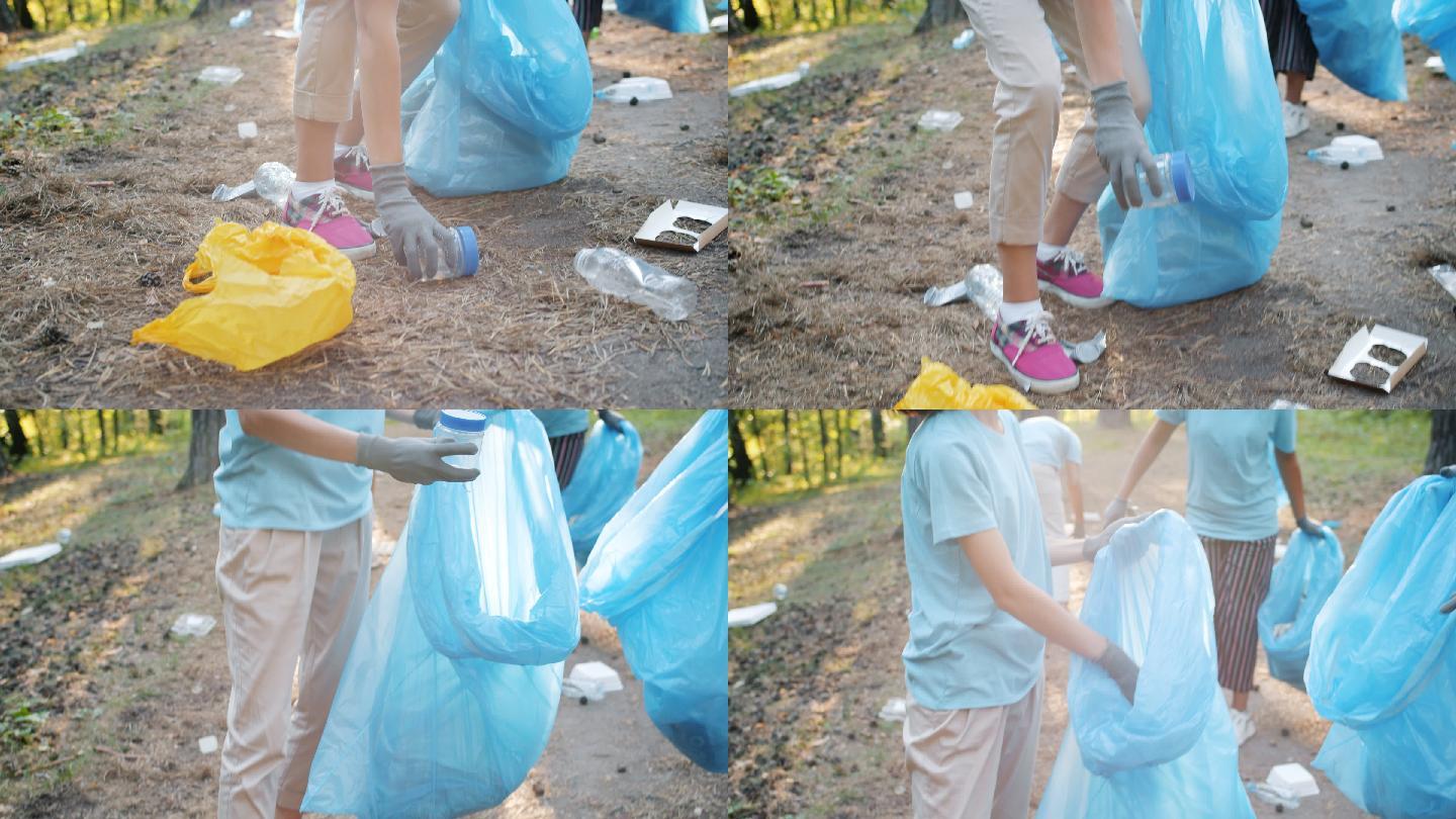清理森林垃圾环境保护垃圾清理志愿者