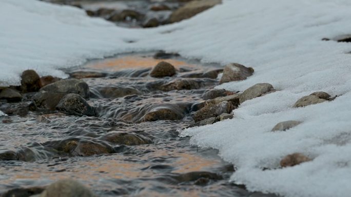 春天冰雪消融升格视频