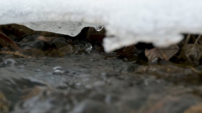 春天冰雪消融升格视频