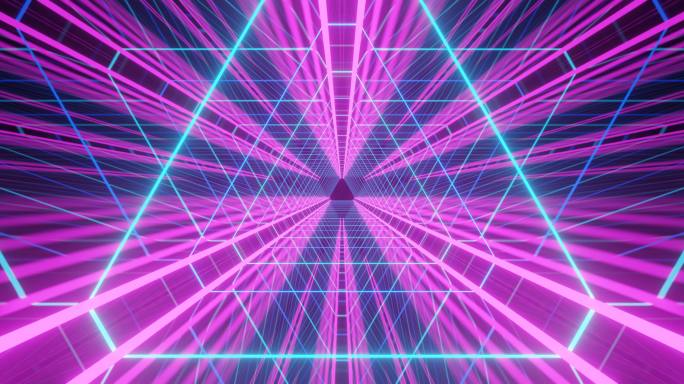 粉紫色led屏幕赛博朋克科幻穿梭4K舞台