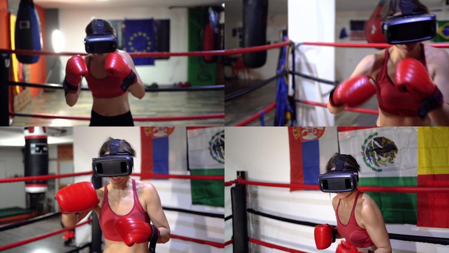 虚拟现实眼镜中的拳击斗士