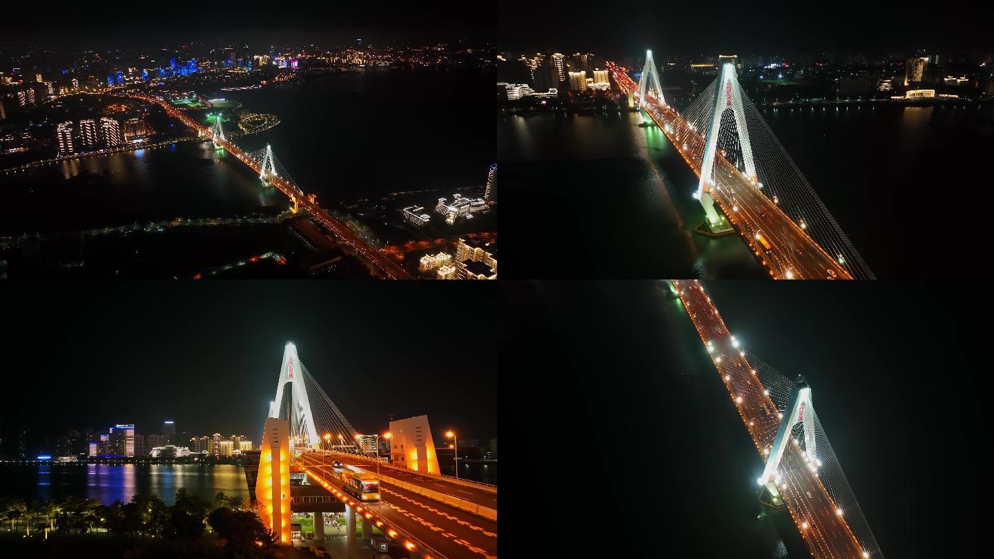 4K海南海口世纪大桥纯净夜景