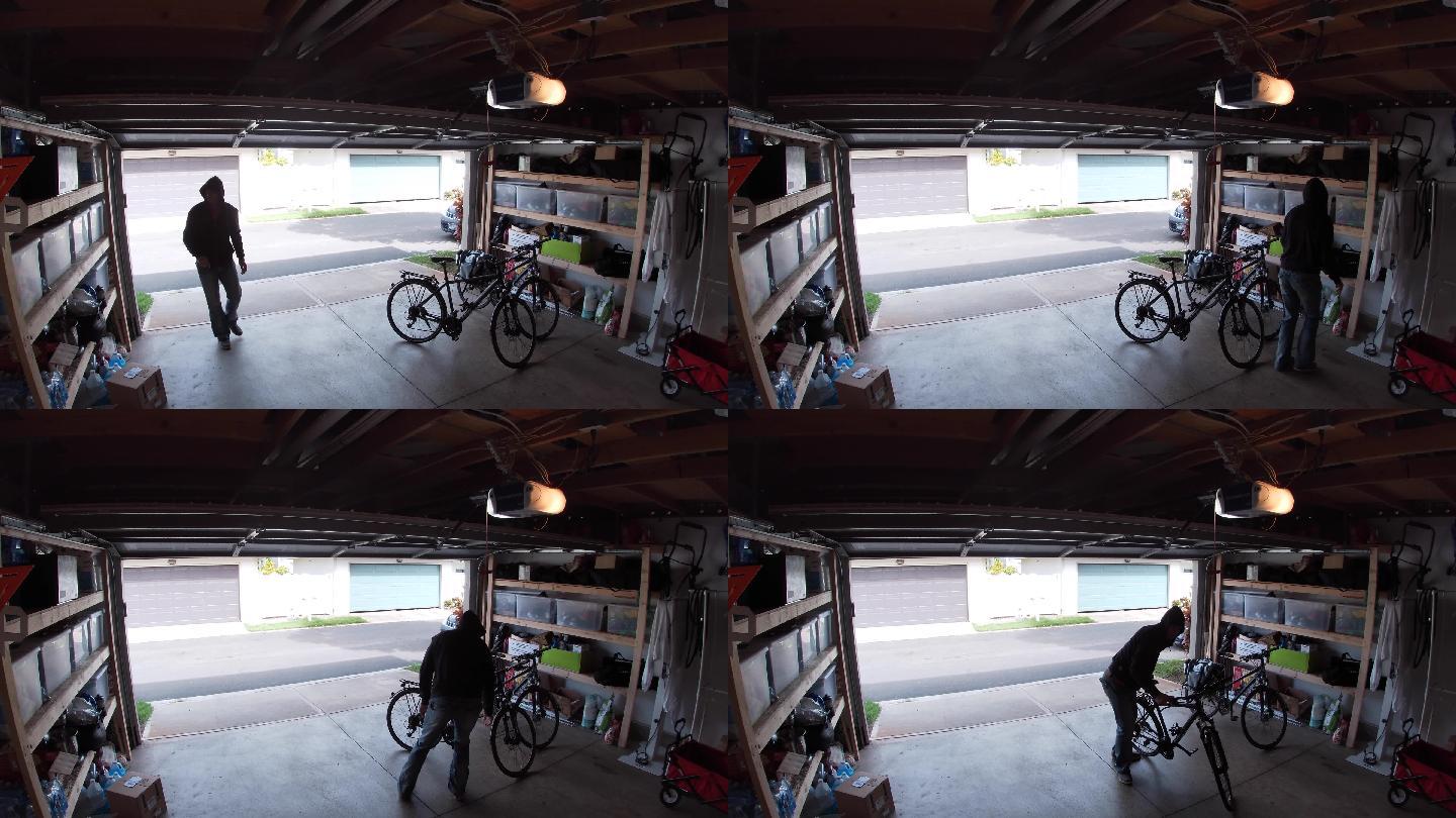 从车库偷自行车的人