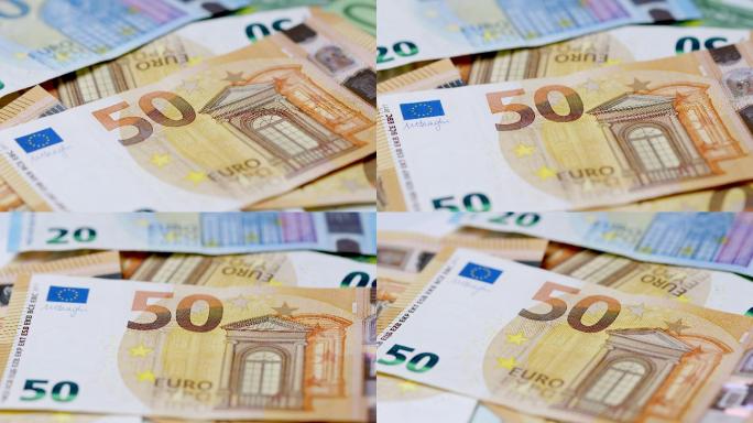 五十欧元钞票金融炒股票股市银行卡证券财富