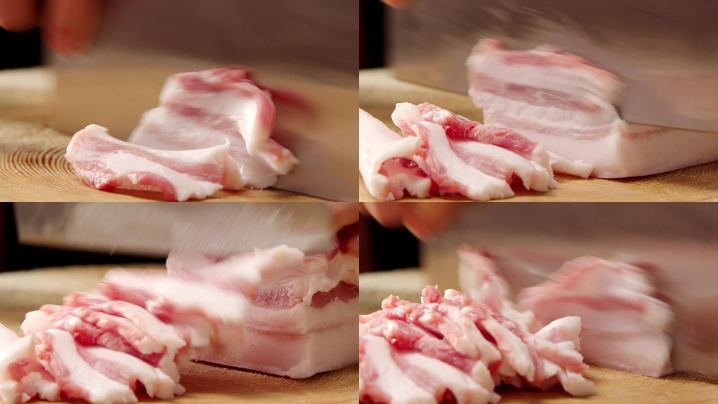 切五花肉电影机拍摄切肉RAW素材4k