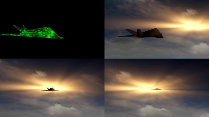 隐形F-117夜鹰飞过天空