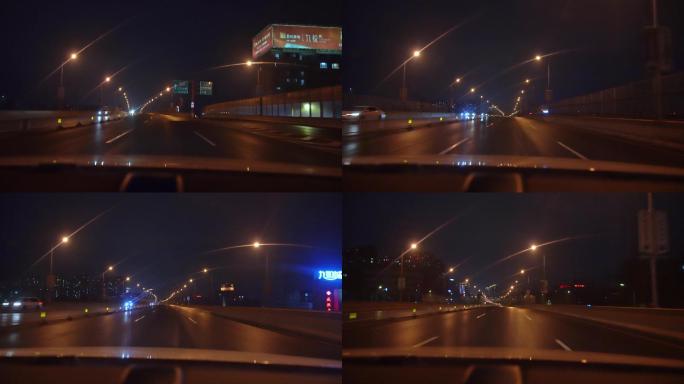 城市夜晚高架桥开车视频