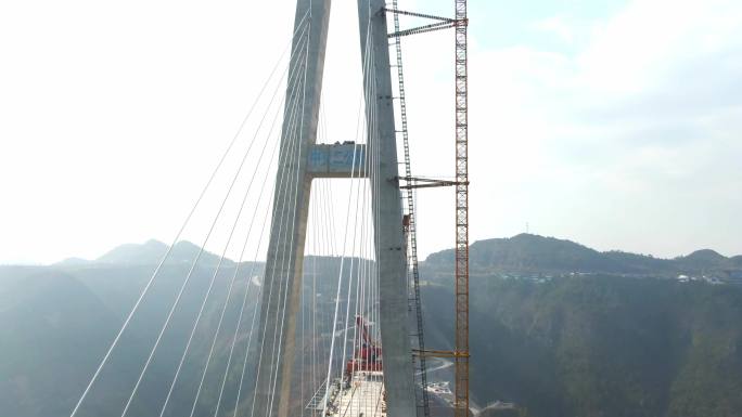 4K 航拍贵州云贵高原桥梁建设朵花河大桥
