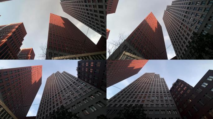 现代高层建筑的低角度视图