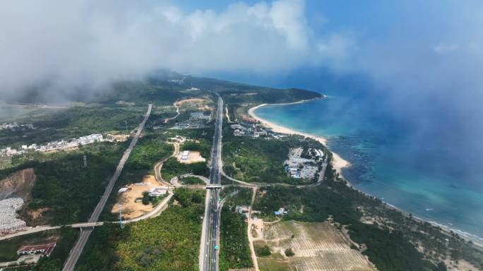 4K航拍穿云万宁日月湾度假旅游胜地