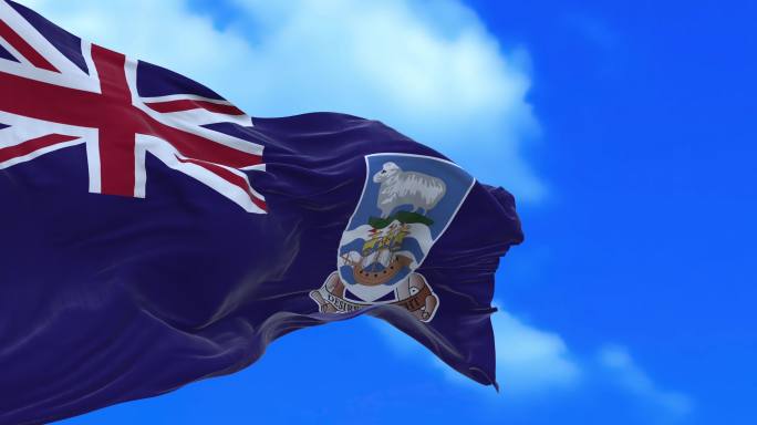 福克兰群岛国旗英联邦蓝天飘扬飞扬
