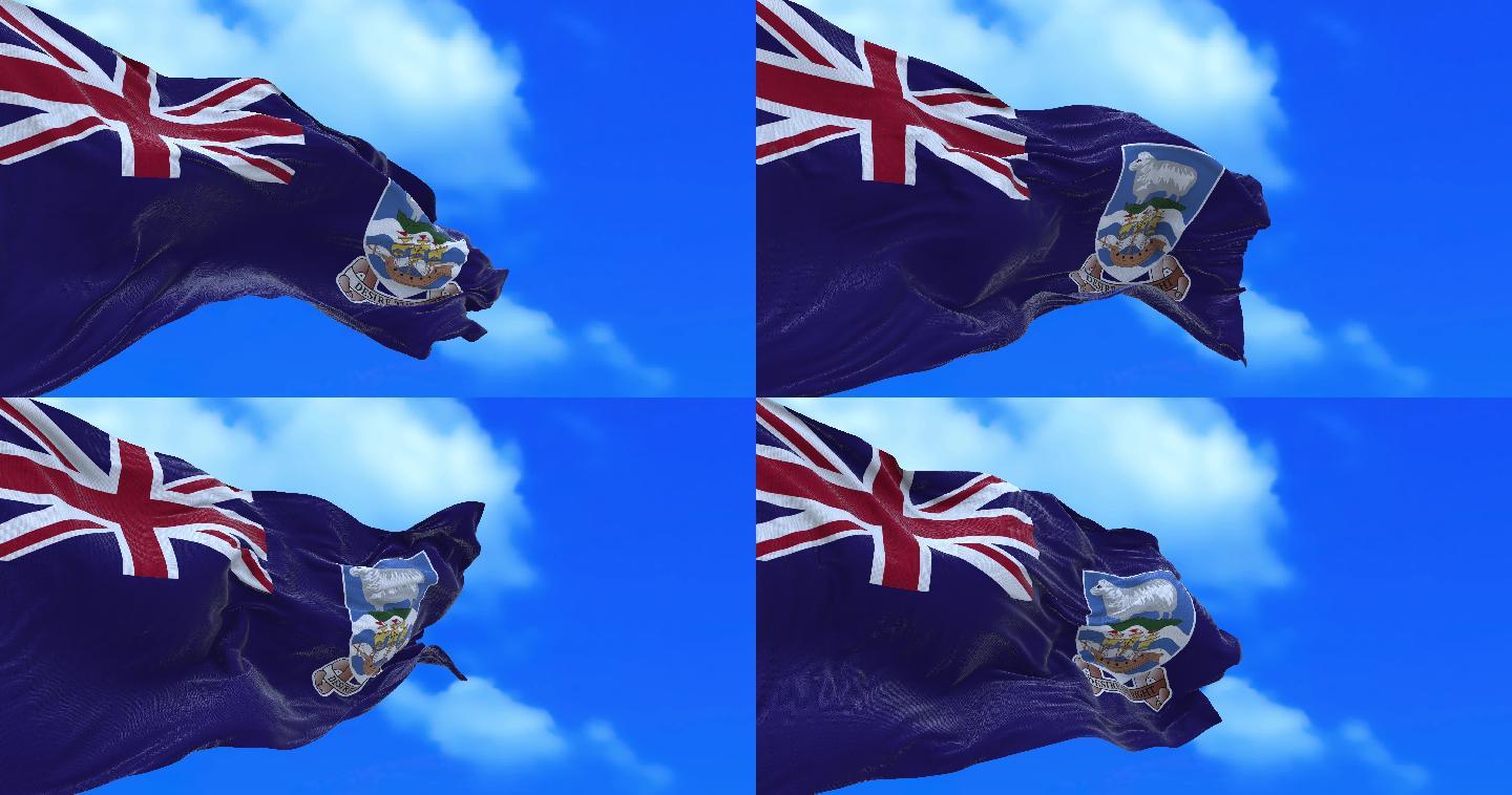 福克兰群岛国旗英联邦蓝天飘扬飞扬