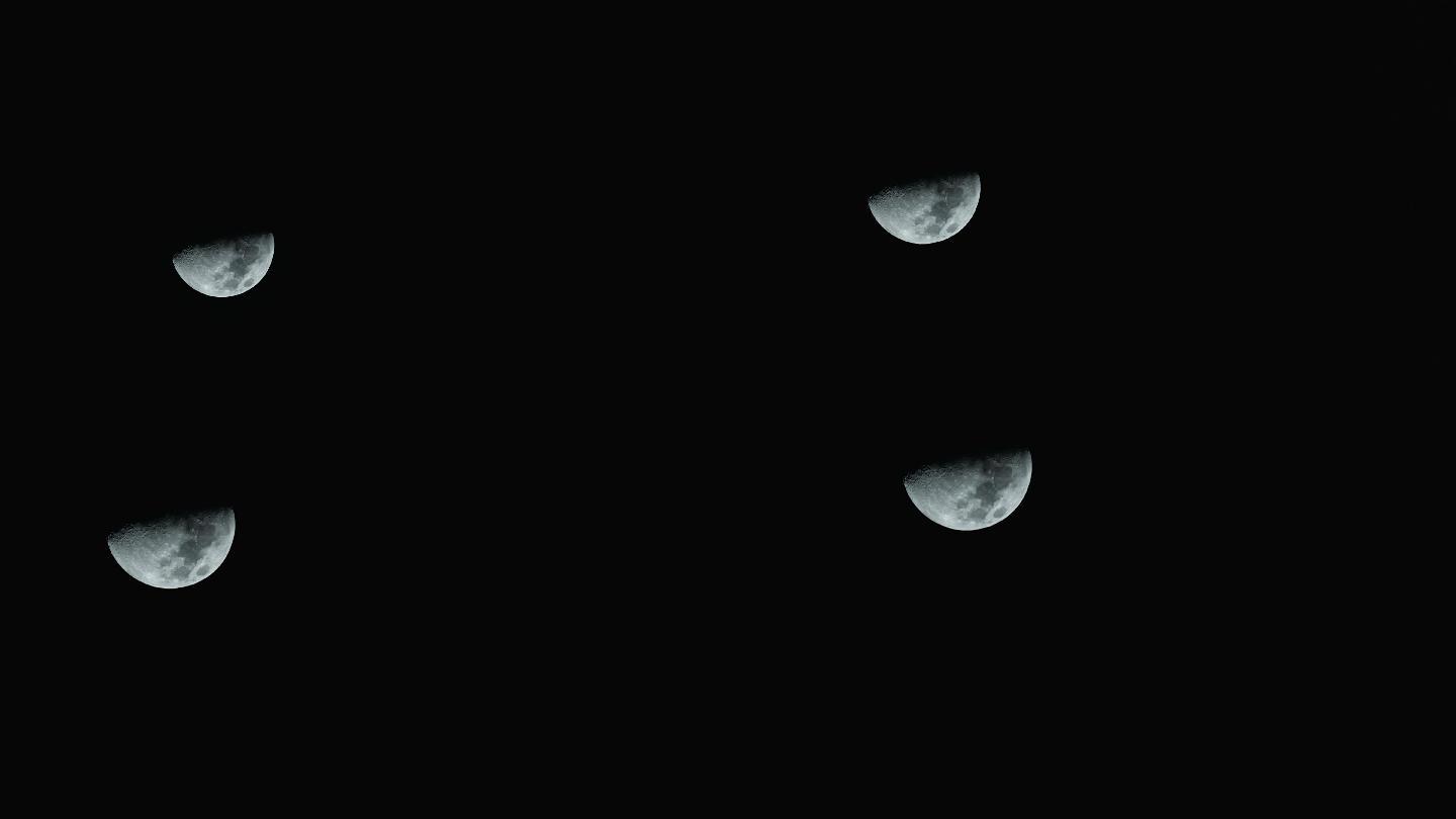 4K夜晚月亮运动轨迹延时空镜