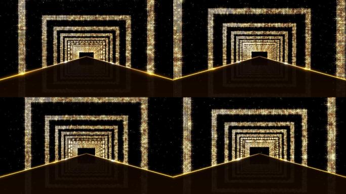 4K金色方框光圈光线隧道视频