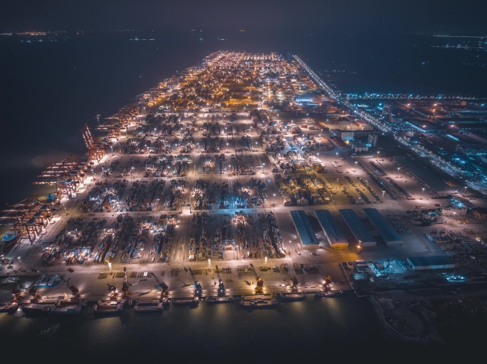 广州南沙港货运码头延时航拍13
