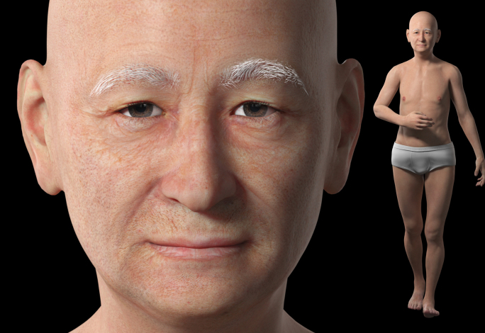 写实老人 人体模型 高精度模型