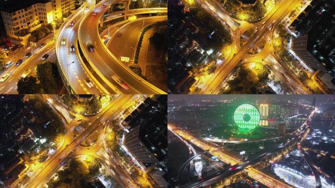 立交桥夜景延时，广州城市交通
