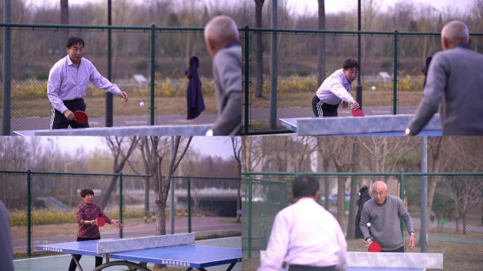 公园打乒乓球的老人