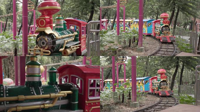 公园卡通儿童小火车迎面开来视频素材