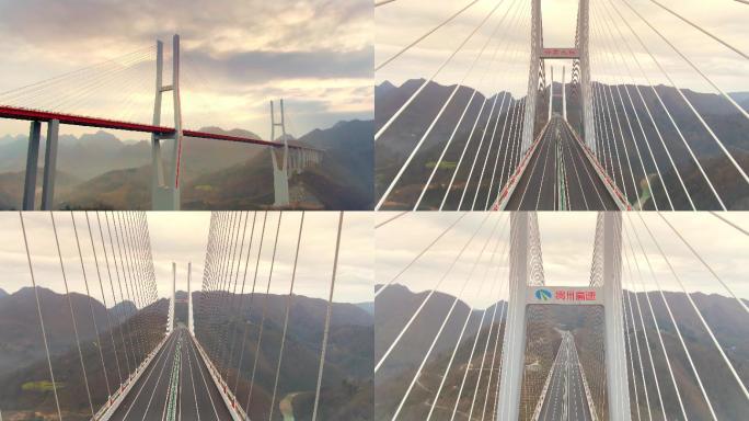 4K 航拍贵州山区高速桥梁云雾大桥