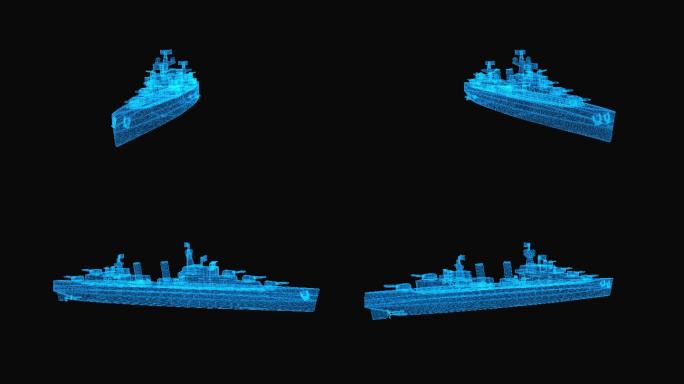 战舰线框模型全息线条框架舰艇