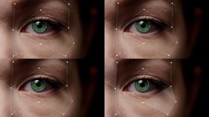 女性眼睛扫描面部识别。