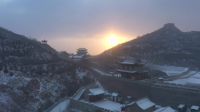 山西忻州雁门关长城雪景