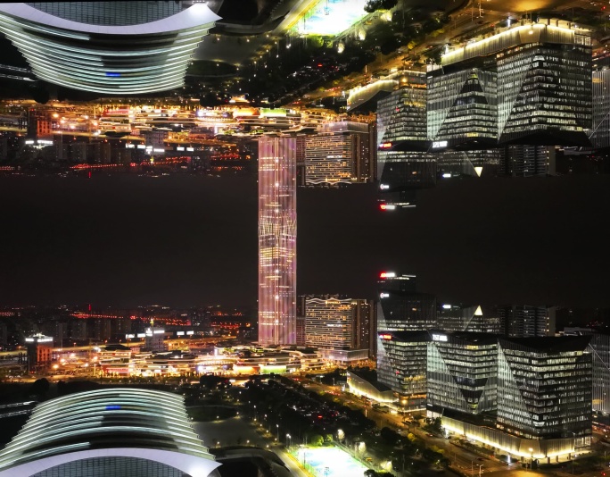 【4K】上海镜像世界-前滩夜景延时航拍