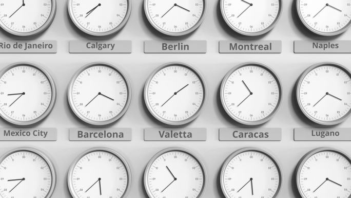 时钟显示不同时区之间的特定时间