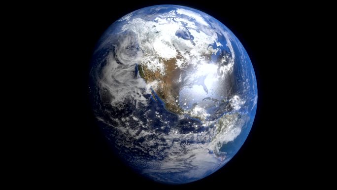 地球自转蓝色地球旋转科普视频素材地理课堂