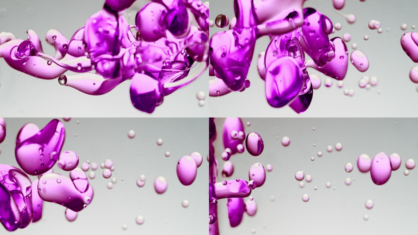 紫色油泡和形状彩色水泡气泡油