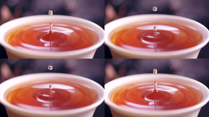 红茶茶汤慢动作广告宣传片素材 茶水滴升格