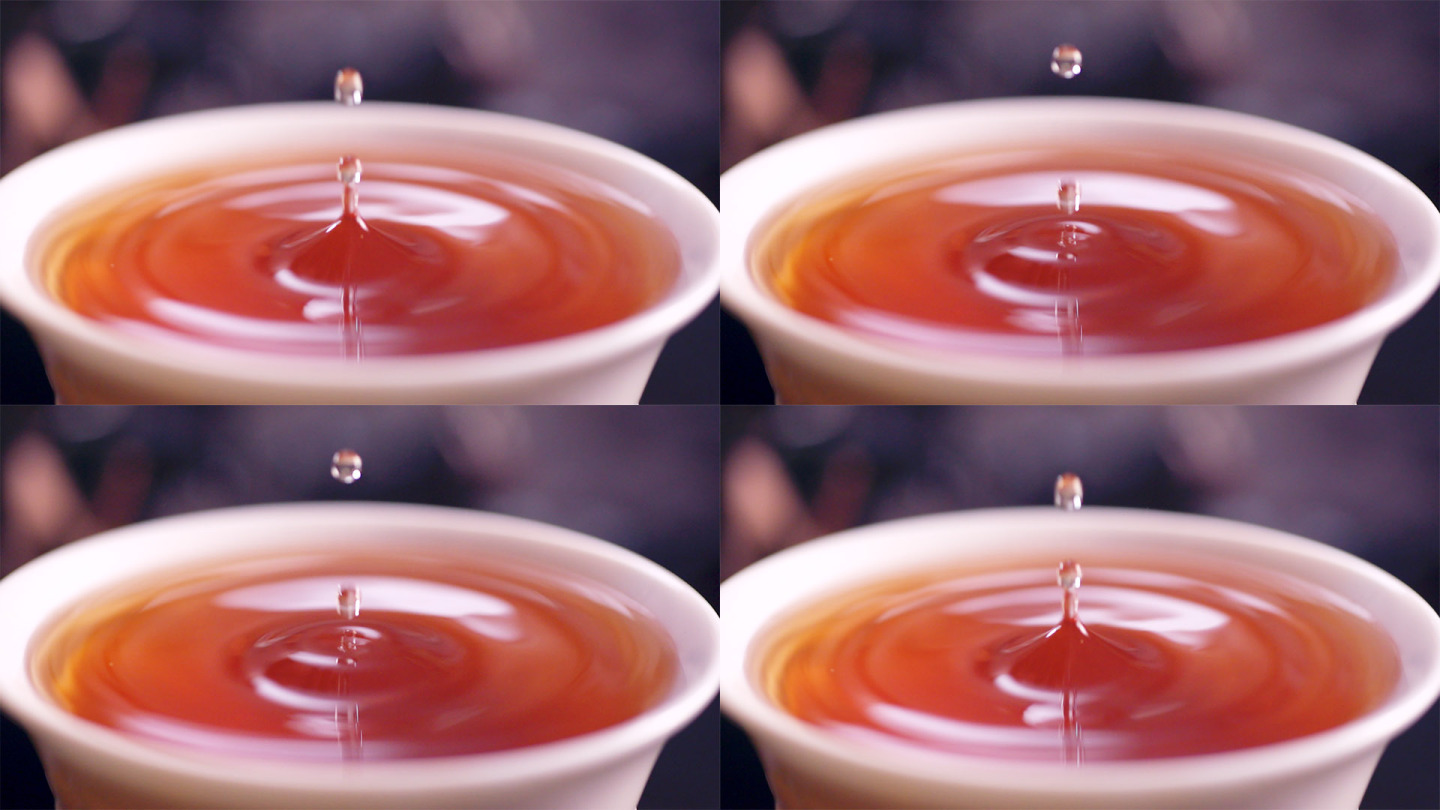 红茶茶汤慢动作广告宣传片素材 茶水滴升格
