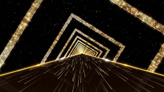 4K金色方框光圈光线隧道视频7