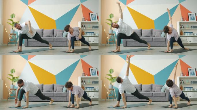 在家锻炼的男女居家家居瑜伽垫全身健身