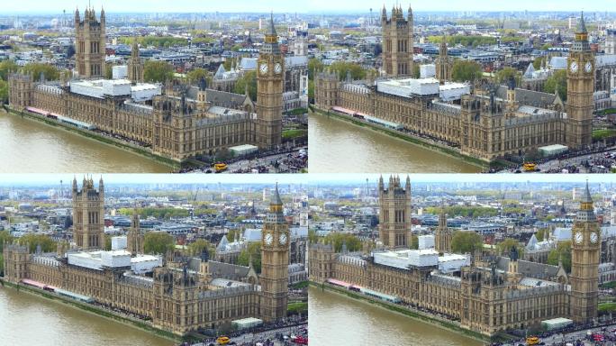 伦敦泰晤士河上的英国议会大厦。