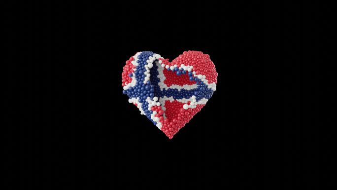 挪威国庆节粒子汇聚旗帜国旗爱心