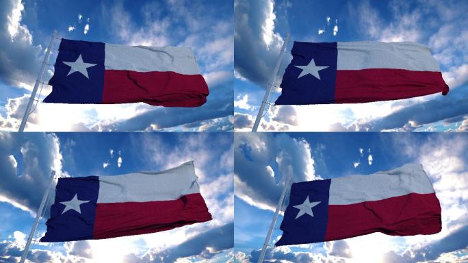 旗杆上的德克萨斯州州旗迎风飘扬