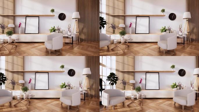 极简主义和禅宗风格的室内设计三维渲染