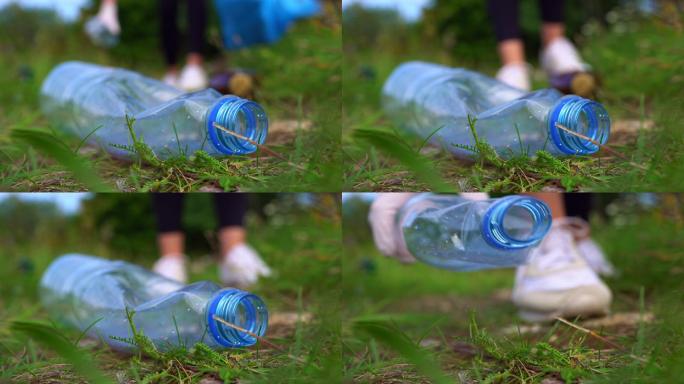 环境保护塑料白色污染捡瓶子捡废品保护环境