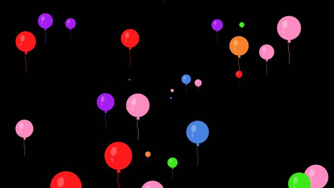 4K彩色气球上升-alpha通道