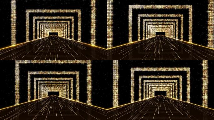 4K金色方框光圈光线隧道视频2