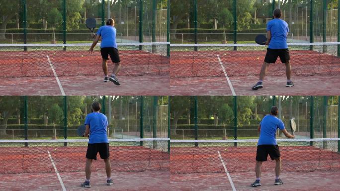 网球训练欧美人素材挥拍击打健康