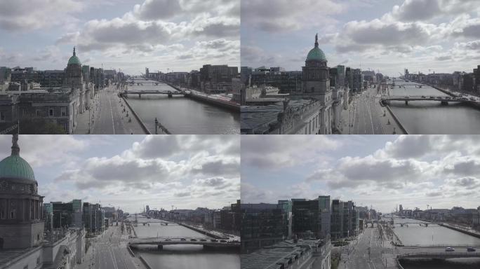 都柏林市中心景观欧洲城市宣传4K航拍街景
