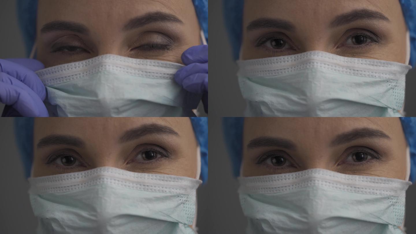 护士戴上医用口罩视频素材