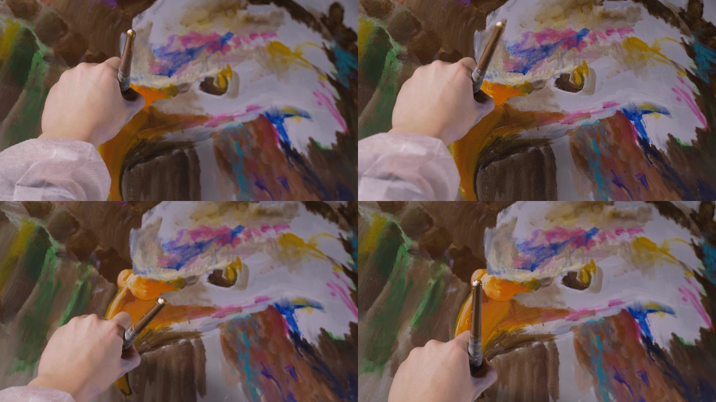 艺术家设计师在墙上画了一只鹰
