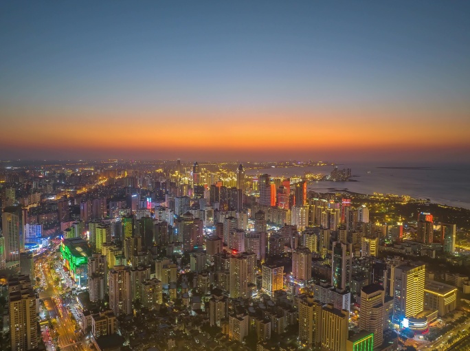 海南省海口市航拍延时摄影夜景