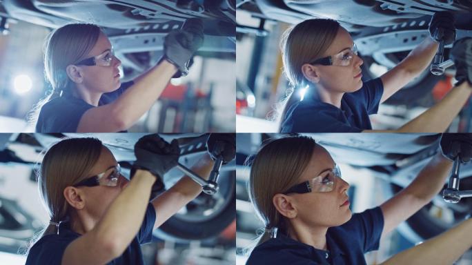 专业女性汽车修理工