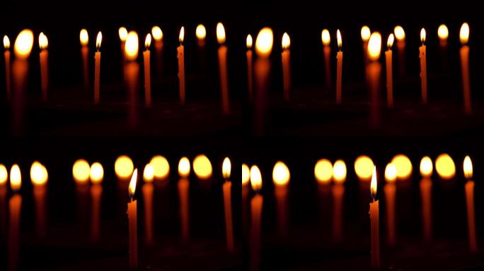寺庙里燃烧的蜡烛祭奠英雄纪念先烈感恩空镜